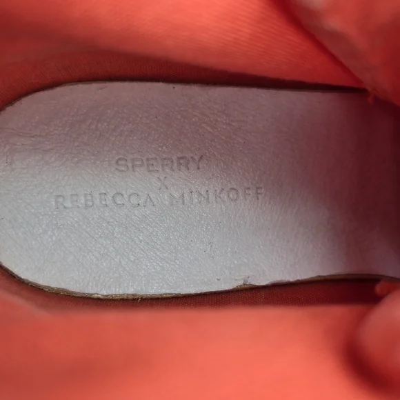 Sperry x Rebecca Minkoff Washed Canvas High Top Sneakers, Orange, Women's 7.5 - Picture 11 of 16